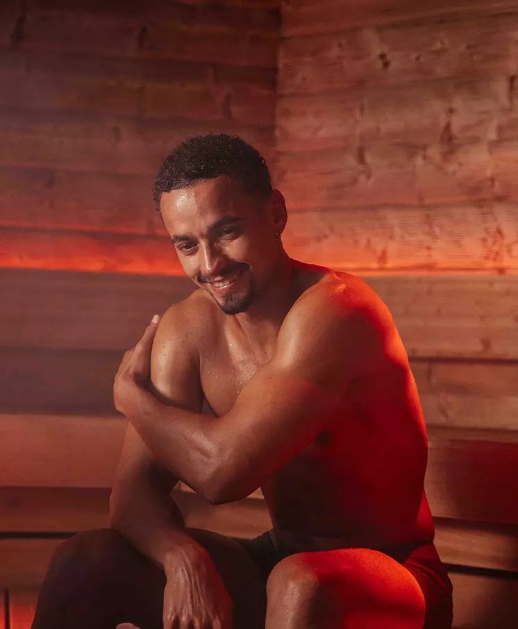 man enjoying sauna